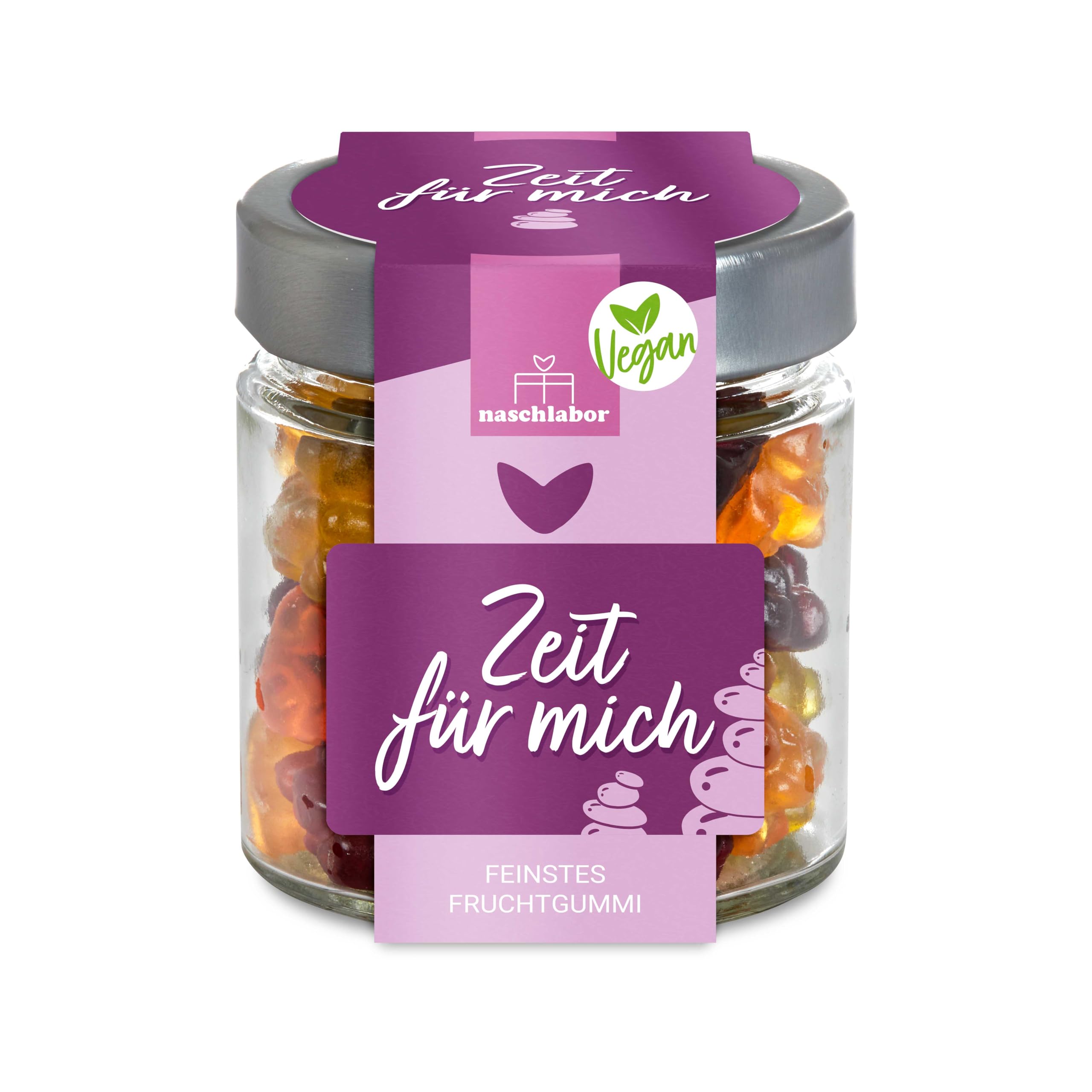 Vegan Fruchtgummi Geschenkglas Zeit für mich 120g | Geschenk für die Liebsten | Das Mitbringsel für deine Freunde | Muttertag | Geschenk für die beste Freundin | Me time