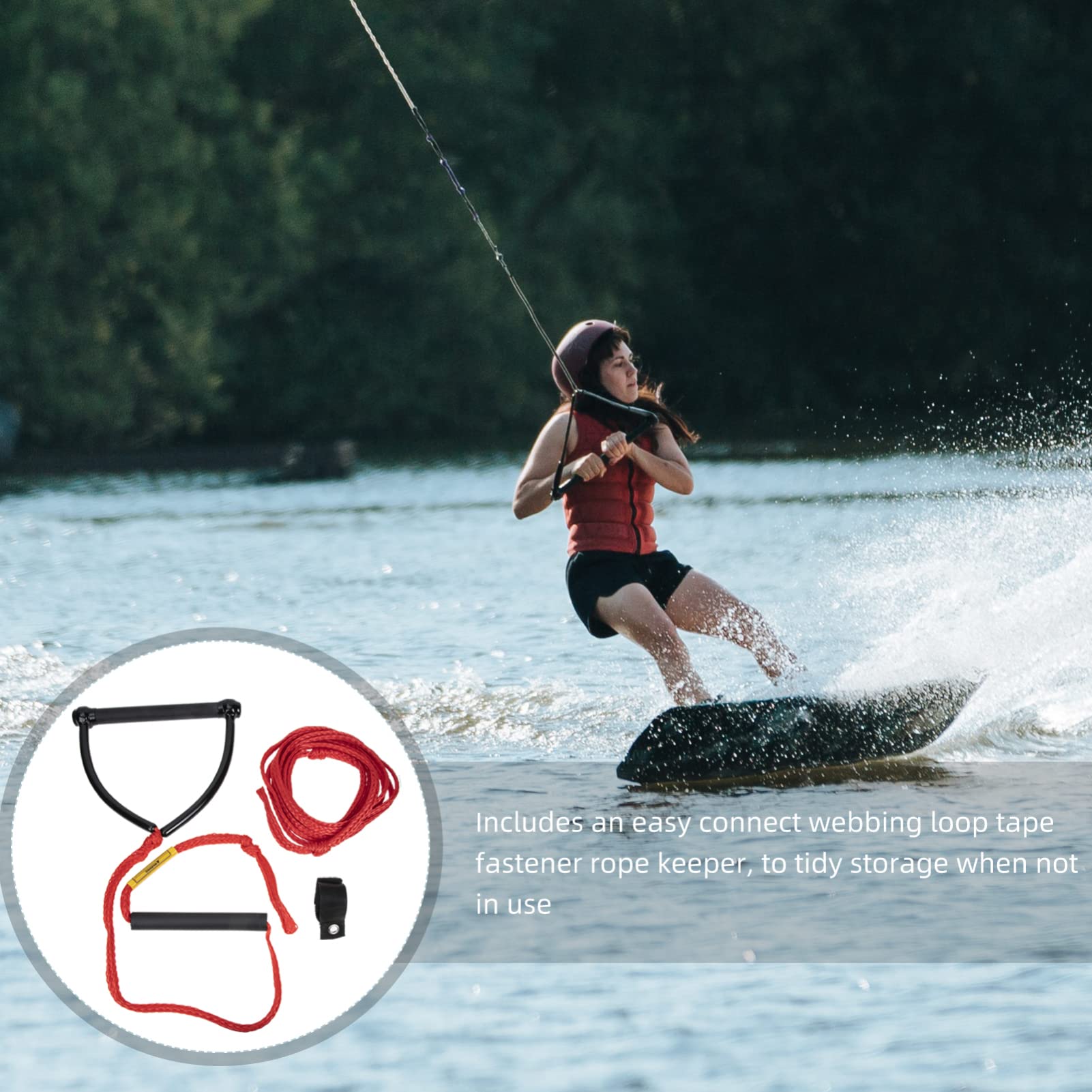 Kisangel Corda per Sci Nautico e Wakeboard Maniglia Resistente Antiusura per Sport Acquatici all’Aperto, Leggera e Compatta, Adatta per Famiglie e Appassionati di attività Acquatiche