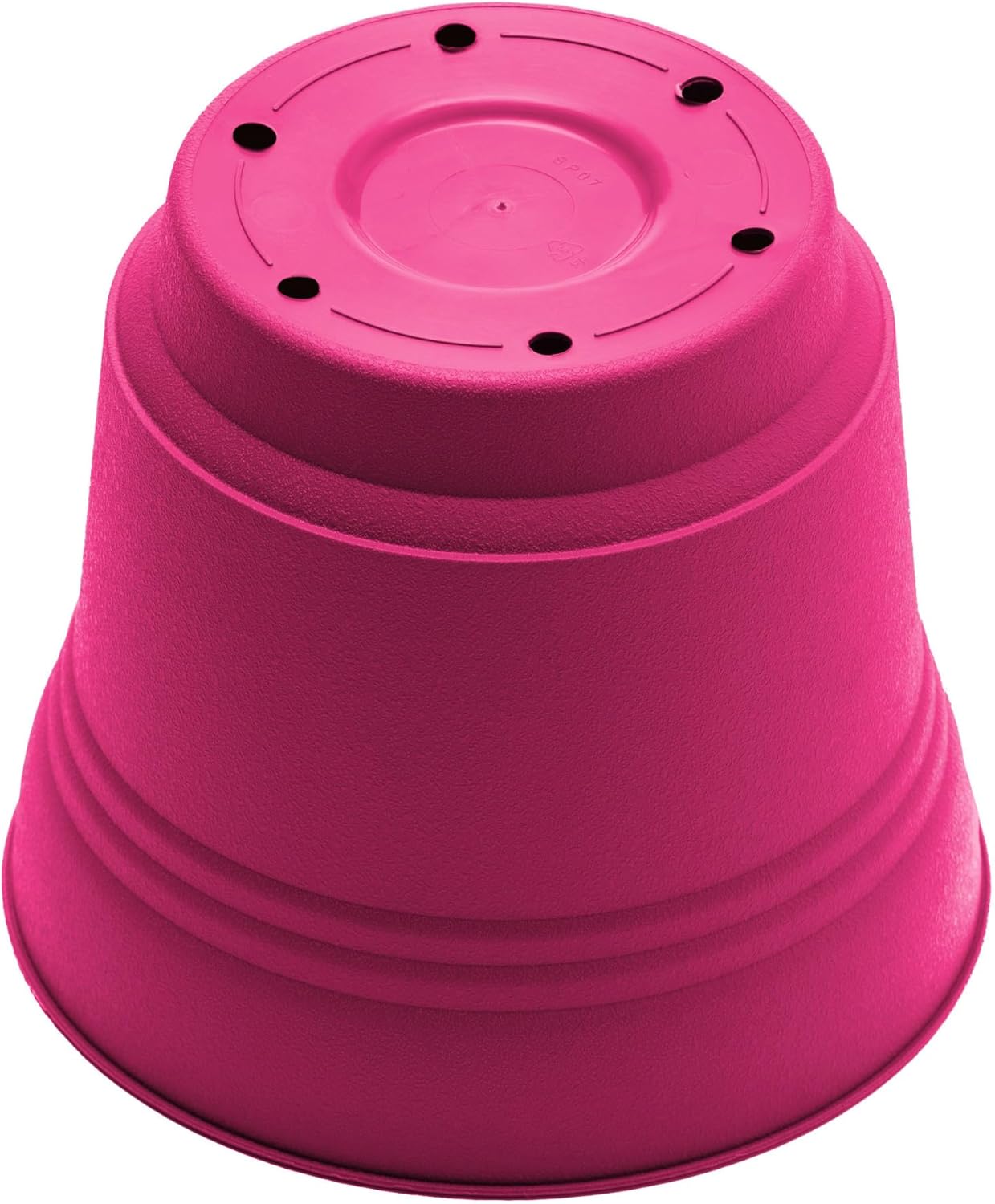 Bloem Saturn 14" Fuchsia Round Resin Planter Pot with Snap-in Saucer for Indoor and Outdoor Gardening