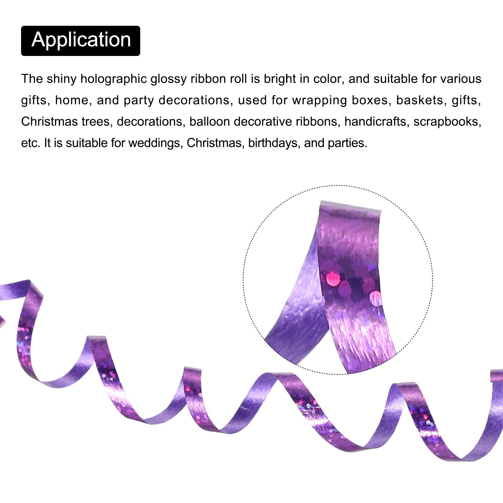 PATIKIL 6pcs Curling Ribbon Crimped Balloon String 5mm Laser Metallic Shiny 10m for Christmas Wedding Gift Crafts Florists Decoration Purple - Image 4
