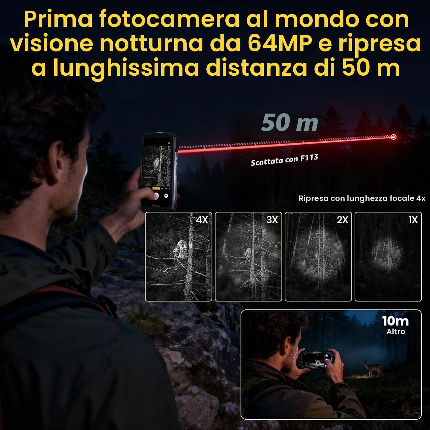 FOSSiBOT F113-20000mAh/33 W 5G Rugged smartphone, MediaTek Dimensity 7050+36GB+256GB/2TB Telefono, 6.78" FHD+120Hz Gorilla Glass Android 15 cellulare, 64MP Notturna camera 50m Ultra-Lungo Raggio