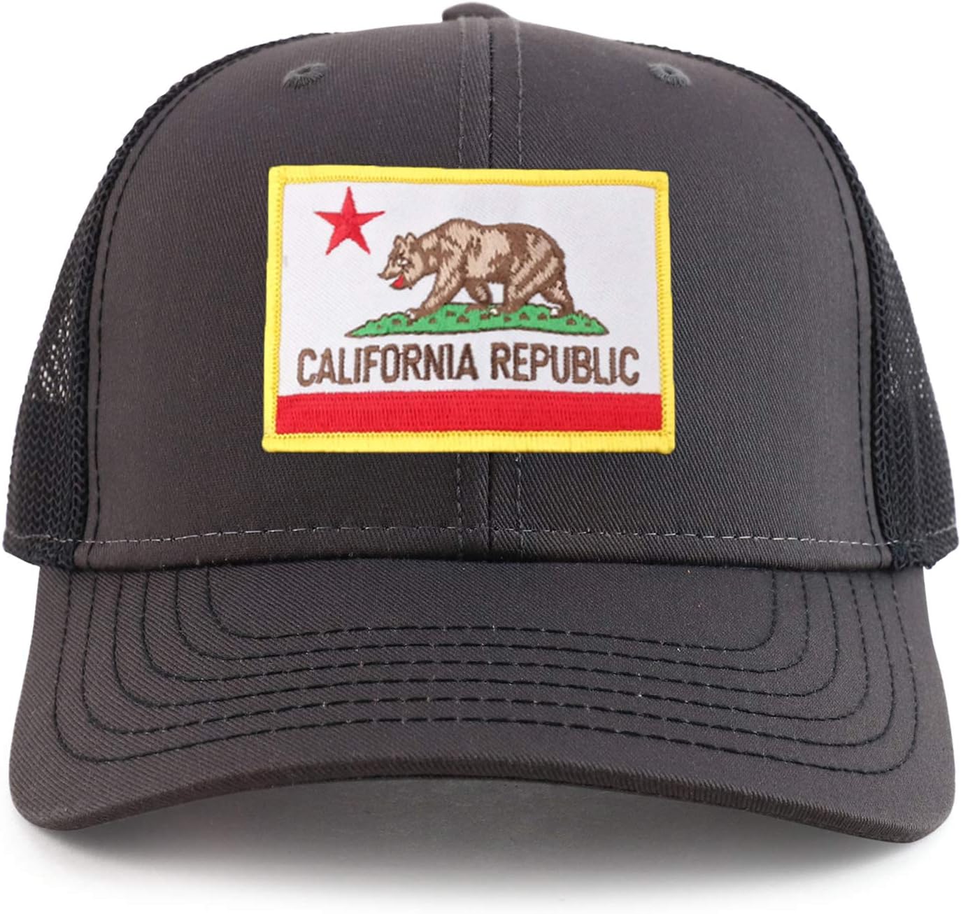 Armycrew California State Flag Patch 6 Panel Two Tone Mesh Back Trucker Cap