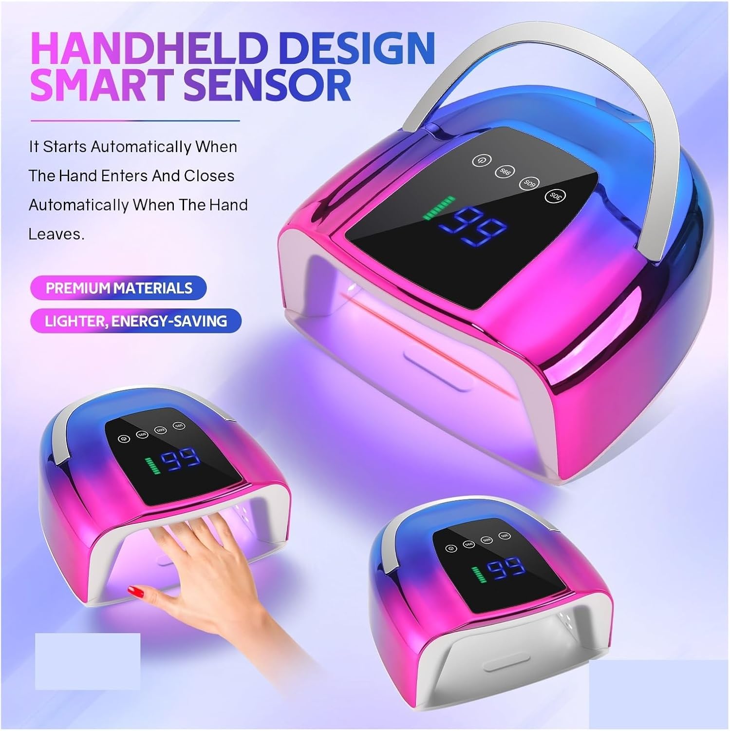 Nail Lamp Cordless Dryer with 3 Timer Settings and Smart Sensor Compatible for Home & Salon to Curing All Gel(Sun S10 MAX White,US)