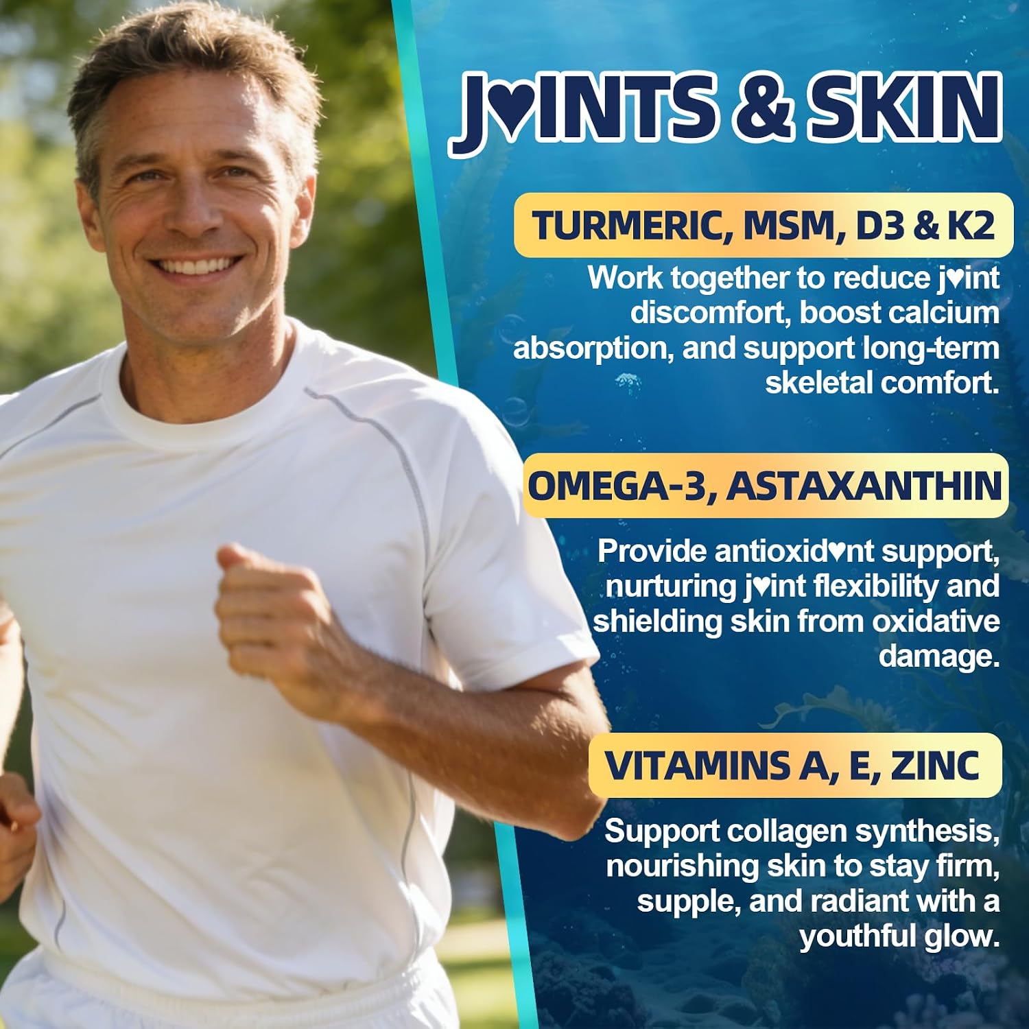 Vegan Omega 3 Gummies for Women Men 40+: 1280mg Algae Omega 3 Fatty Acid Supplements with DHA EPA Omega3 Vitamin D3 K2 Coq10 Zinc Support Brain Health - Adults Fish Oil Alternative (60Count)