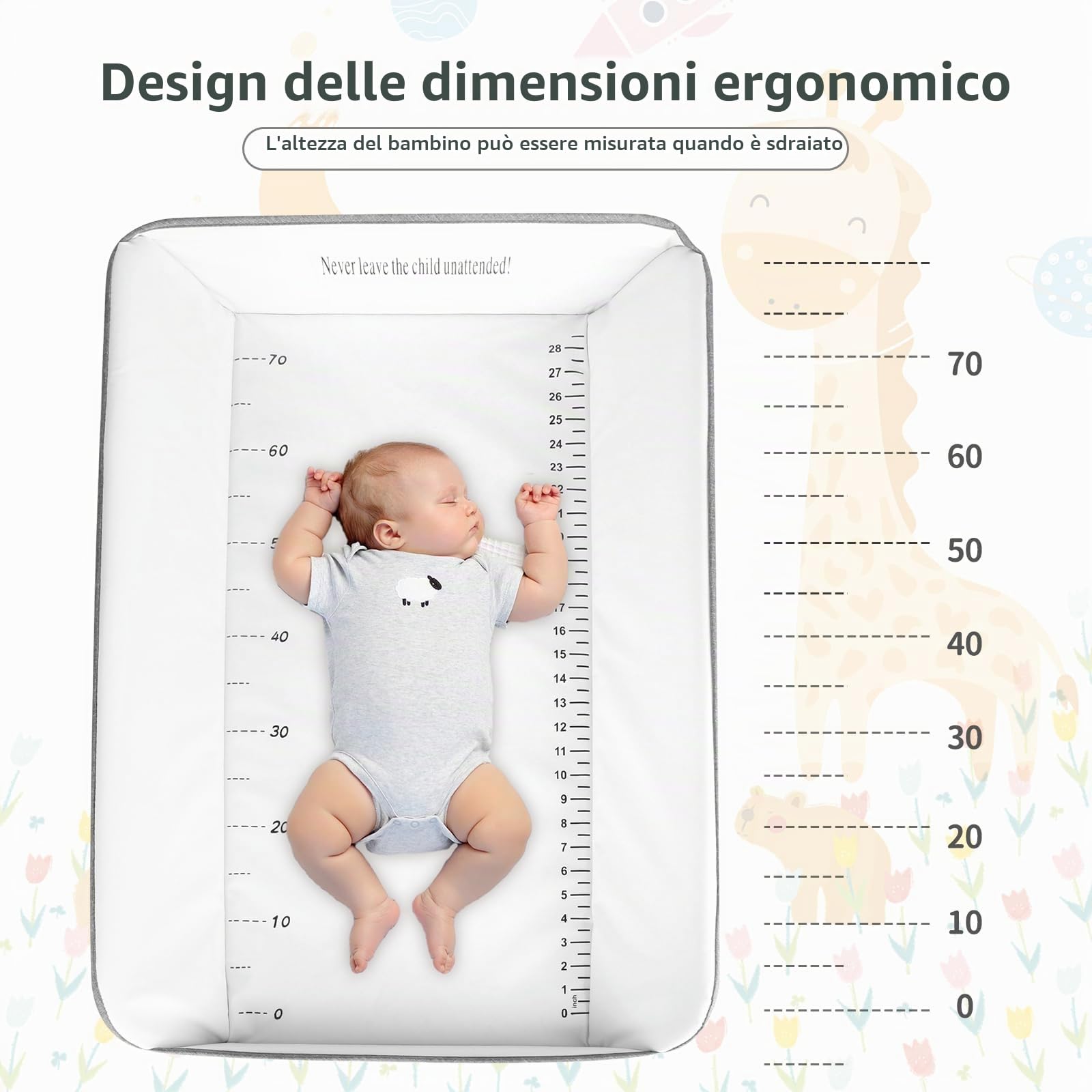 OHMG Fasciatoio Pieghevole Fasciatoio Portatile con Cintura di Sicurezza e Scomparti Portaoggetti,Tavolo Cambio Pannolini Multifunzionale Portatile per Bagnetto Neonati,4 ruotes