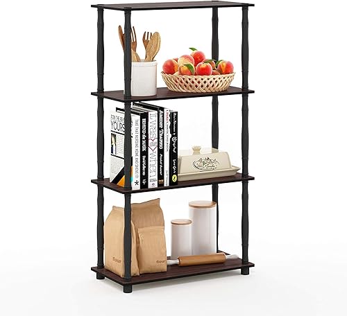 Vista 378 de Furinno Turn-N-Tube - Estantería multiuso de 5 niveles, estantería para exhibición, almacenamiento o libros, con tubos redondos, color cereza claro