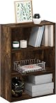 Furinno PASIR Book Shelf, 3-Tier Bookshelf, Storage Shelves Bookcase, 9.7 x 23.7 x 31.5, for Living Room, Bedroom, Home Office, Amber Pine