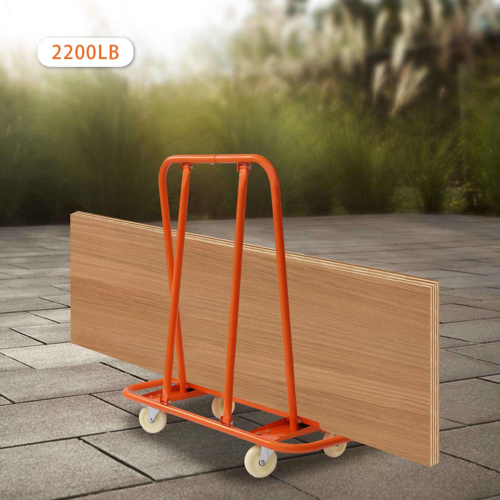 Carrello per cartongesso ad alta resistenza, versatile con superficie di carico piatta, carrello per il trasporto di materiale a pannelli, portata 2200 lbs, adatto fabbriche, depositi di corriere