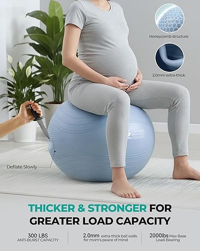 Miniatura 2 de Gruper Pelota de yoga, pelota de ejercicio extra gruesa para entrenamiento y estabilidad durante el embarazo, 4 tamaños, pelota de equilibrio