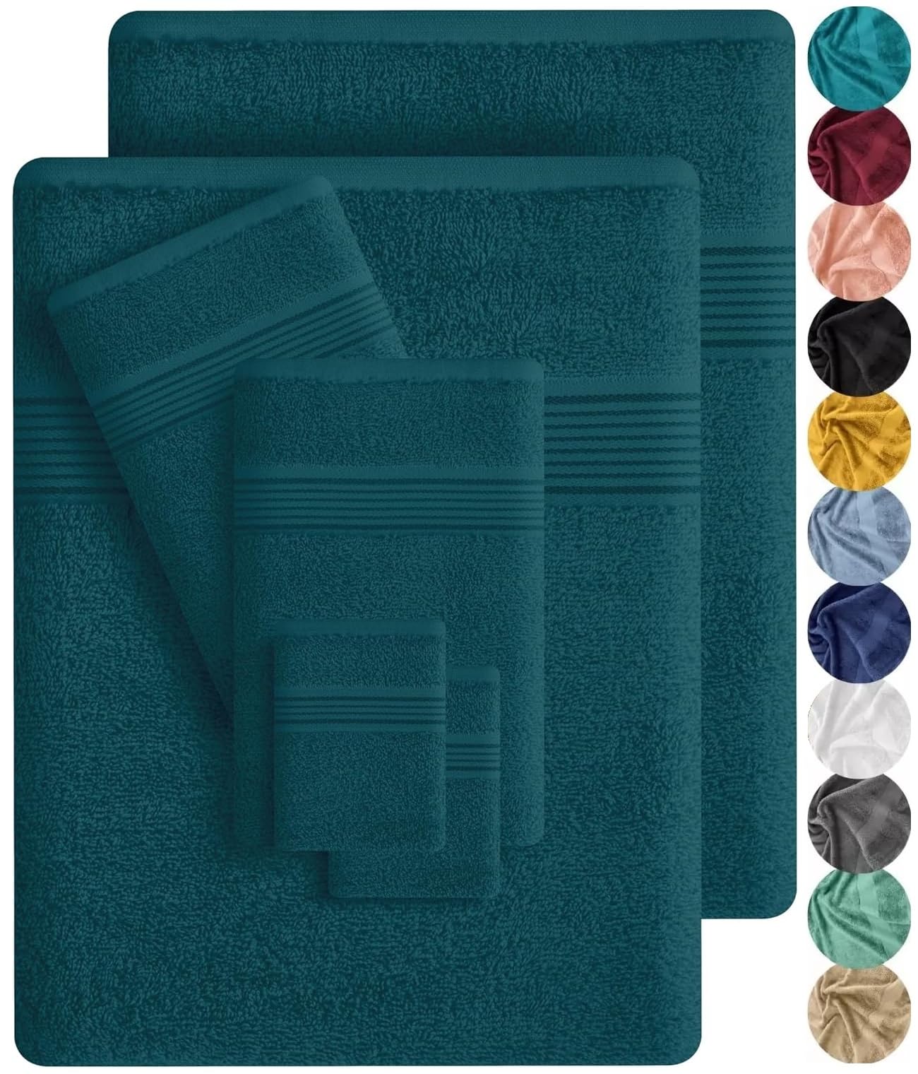 Luxury 800GSM Bath Towel 100% Egyptian Cotton Ultra Soft Face Hand Towels Extra Large Jumbo Bath Towel Set (Blue Lagoon, 2 Bath Towels)