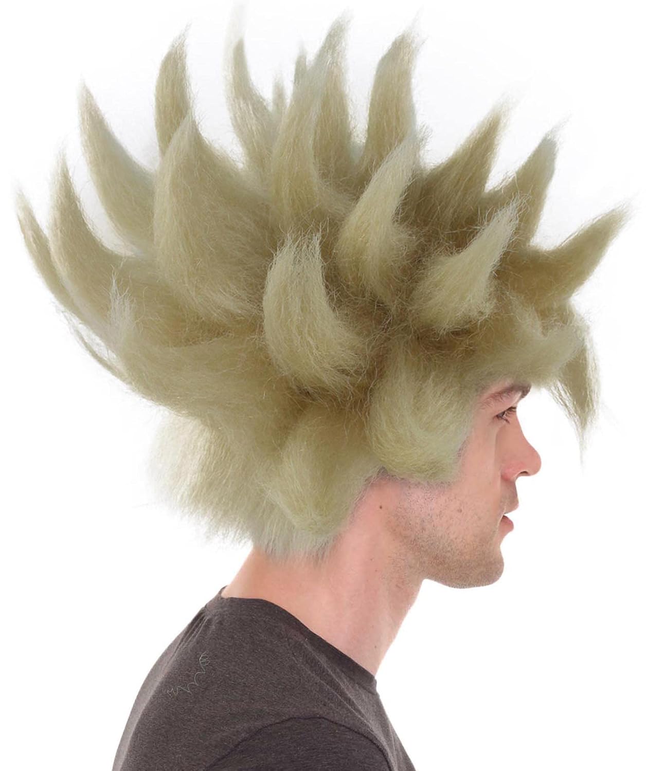 HalloweenPartyOnline Spiky Anime Cosplay Wig, Blonde, One Size Fits All Breathable Capless Cap Designed Wigs ,Multicolor ,Adult