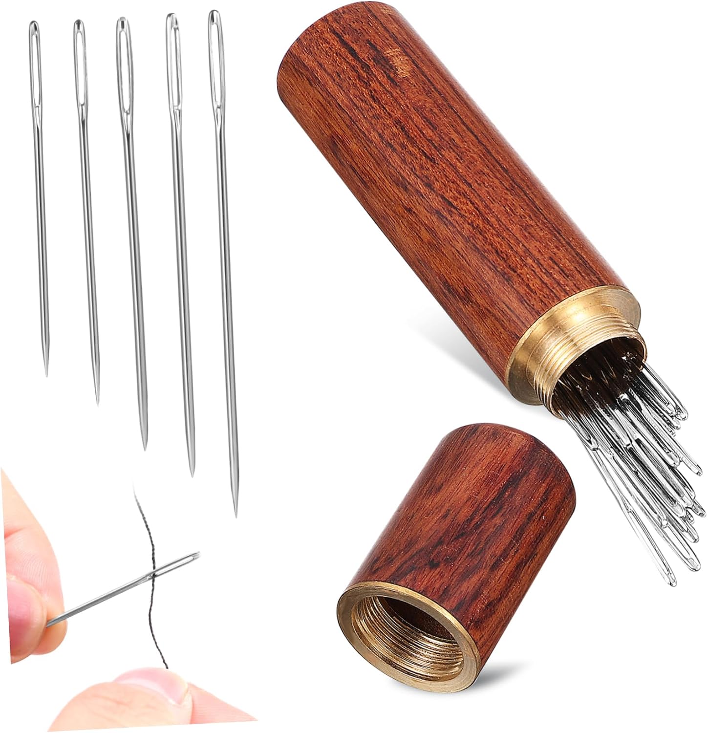 Gadpiparty 25-Piece Large Eye Embroidery Needles Set Stainless Steel Sewing Needles with Storage Case Heavy Duty for Hand Sewing and Crafting