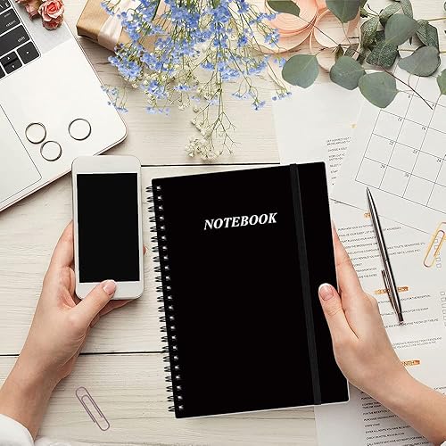 Miniatura 6 de Cuaderno de espiral con rayas de 0.276 in, 100 hojas200 páginas, diarios rayados para estudio y notas, papel blanco con rayas universitarias, 5.8 x