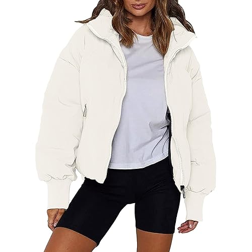 AMEBELLE Women Winter Thermal Baggy Stand Collar Full Zip Puffer Down Coats Jacket