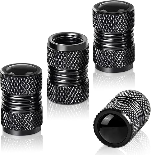 4 tapas negras para válvula de neumático de automóvil, cubierta de polvo, accesorio exterior