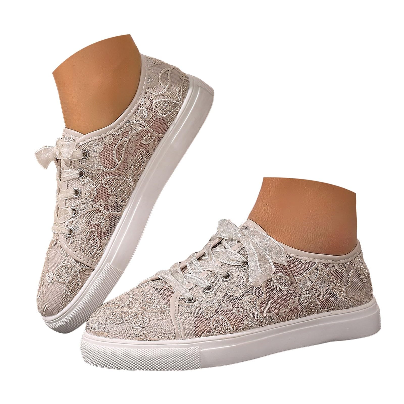 Trachtenschuhe Damen Flach Spitzen Dirndlschuhe Trachten Dirndl Schuhe Braut Oktoberfest Sneaker zum Kleid Hochzeitsschuhe Leichte Bequem Stoffschuhe Atmungsaktive Mesh Sommerschuhe