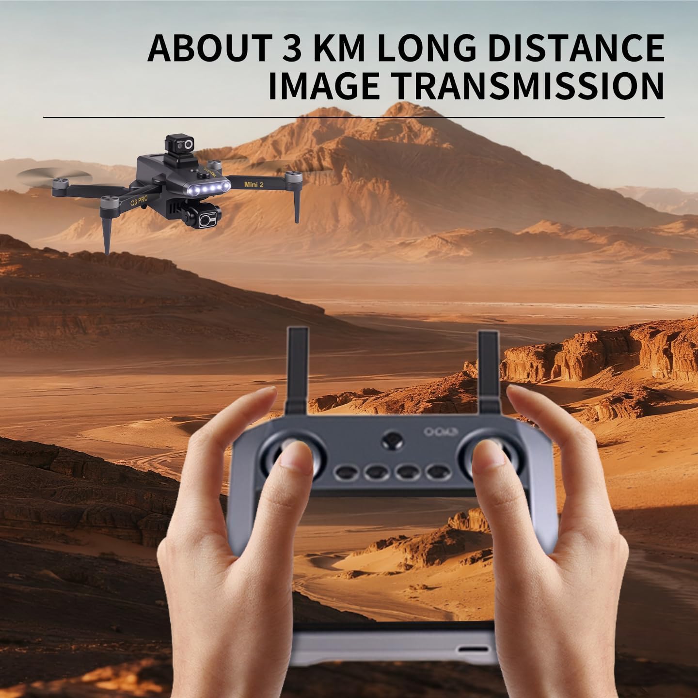 4K UHD Camera Drone with 3-Axis Gimbal Professional Obstacle Avoidance FPV Drone for Adults, GPS Auto Return RC Quadcopter with 5.5" Screen, Q3 PRO Mini 2 Lightweight Foldable Drones for Pro Beginners