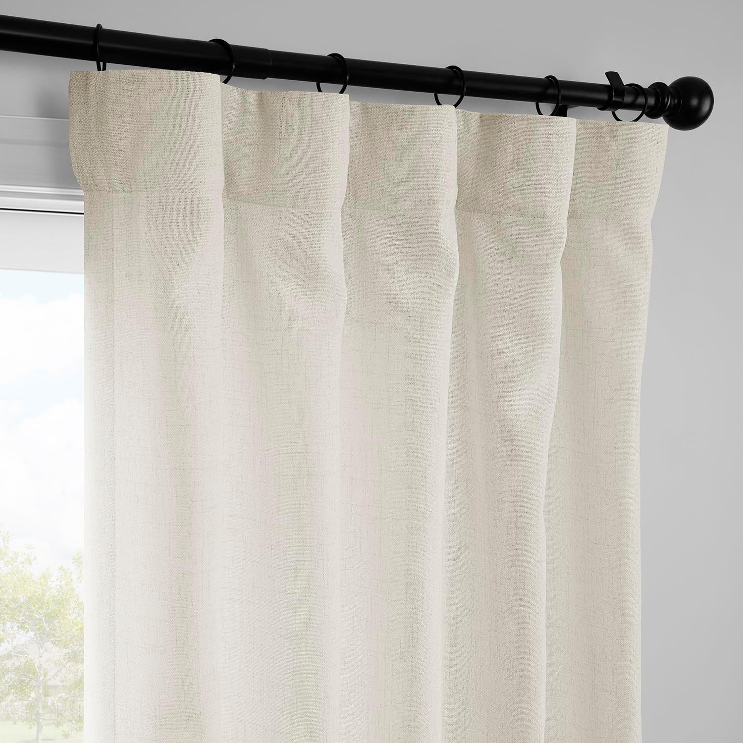 HPD Half Price Drapes Farm Town Faux Linen Textured Semi Sheer Curtains for Bedroom 108 Inches Long (2 Panels) -Rod Pocket Window Curtains for Living Room & Home Decor - 50 X 108, French Country Cream