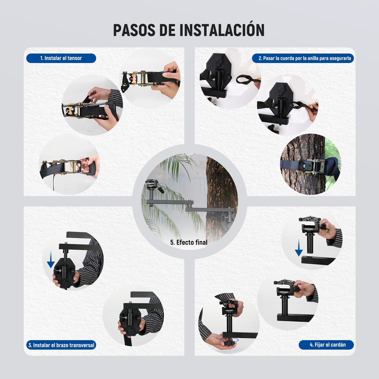 NEEWER 61 cm Magic Arm para cámara de Caza al Aire Libre, más de 5 Juntas silenciosas, Soporte de Eje Ligero de Aluminio con Nivel de Burbuja, Mango ergonómico, Correa para filmar Animales ST010