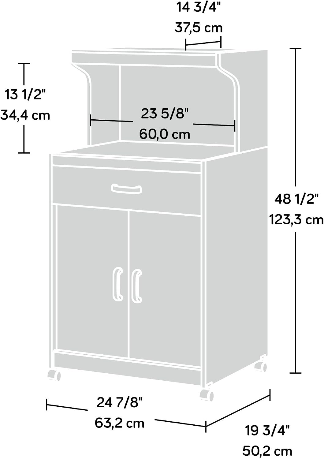Sauder Universal Oven Cart, Soft White finish
