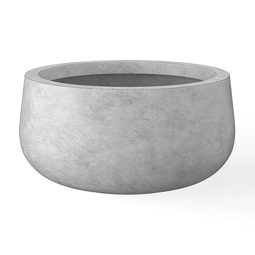Kante 11.8" Dia Round Concrete Planter, Cement Plant Pots with