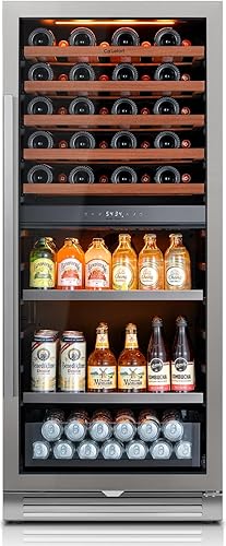 Miniatura 18 de Ca'Lefort Refrigerador de vino de 24 pulgadas, refrigerador de vino con 61 botellas, puerta de vidrio para refrigerador de vino de 40-65 °F,
