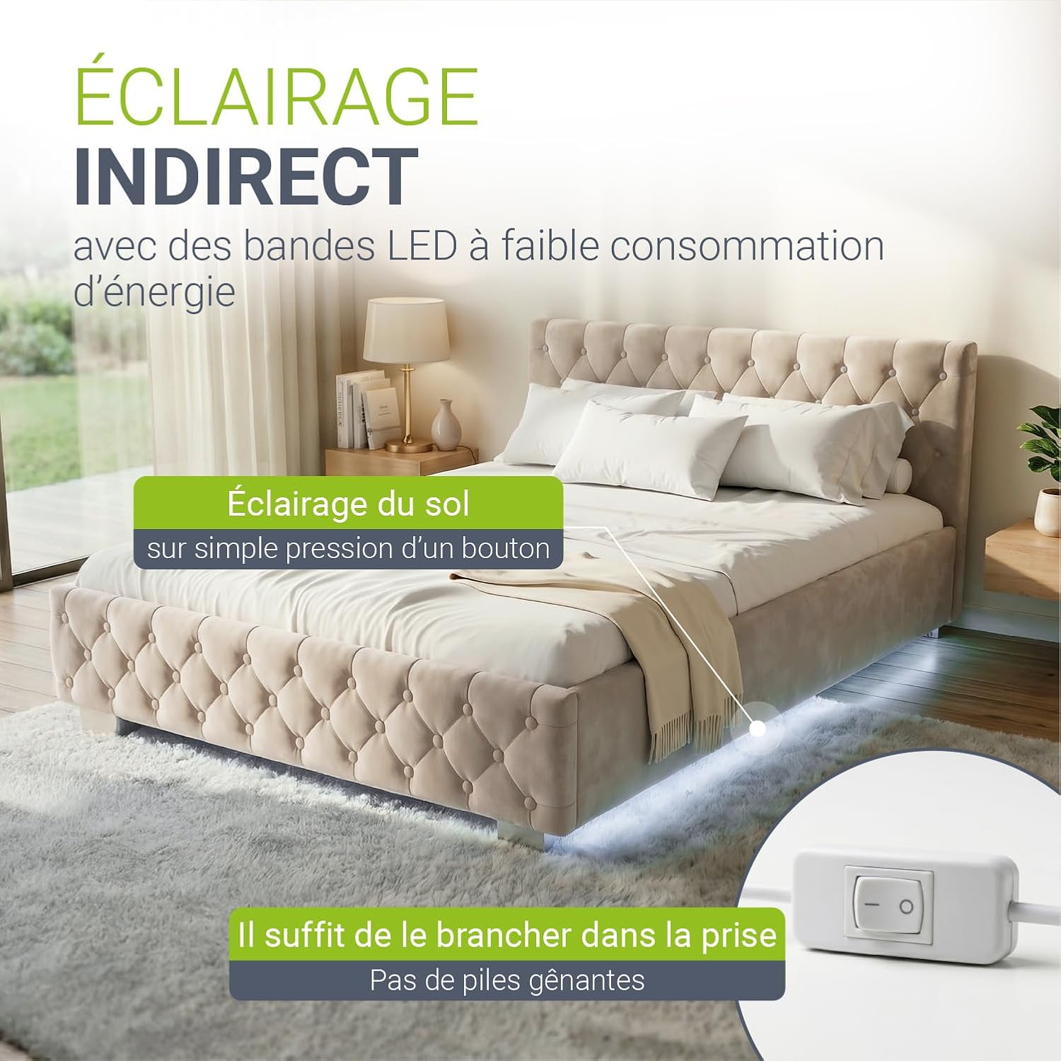 Juskys Nizza Bed LED Lighting