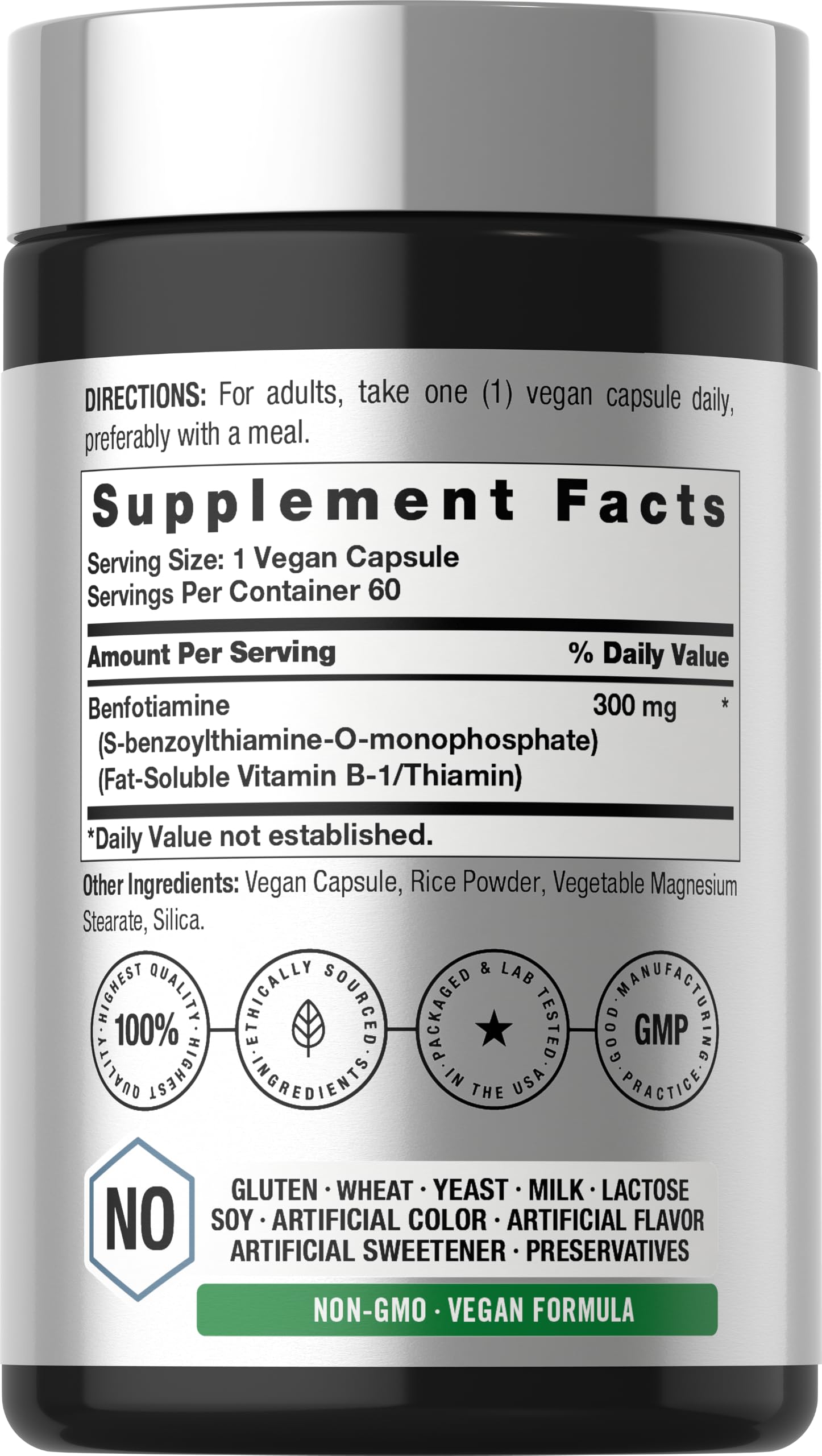 Horbaach Benfotiamine 300mg | 60 Capsules | Vitamin B1 Thiamine — Amazon image 2