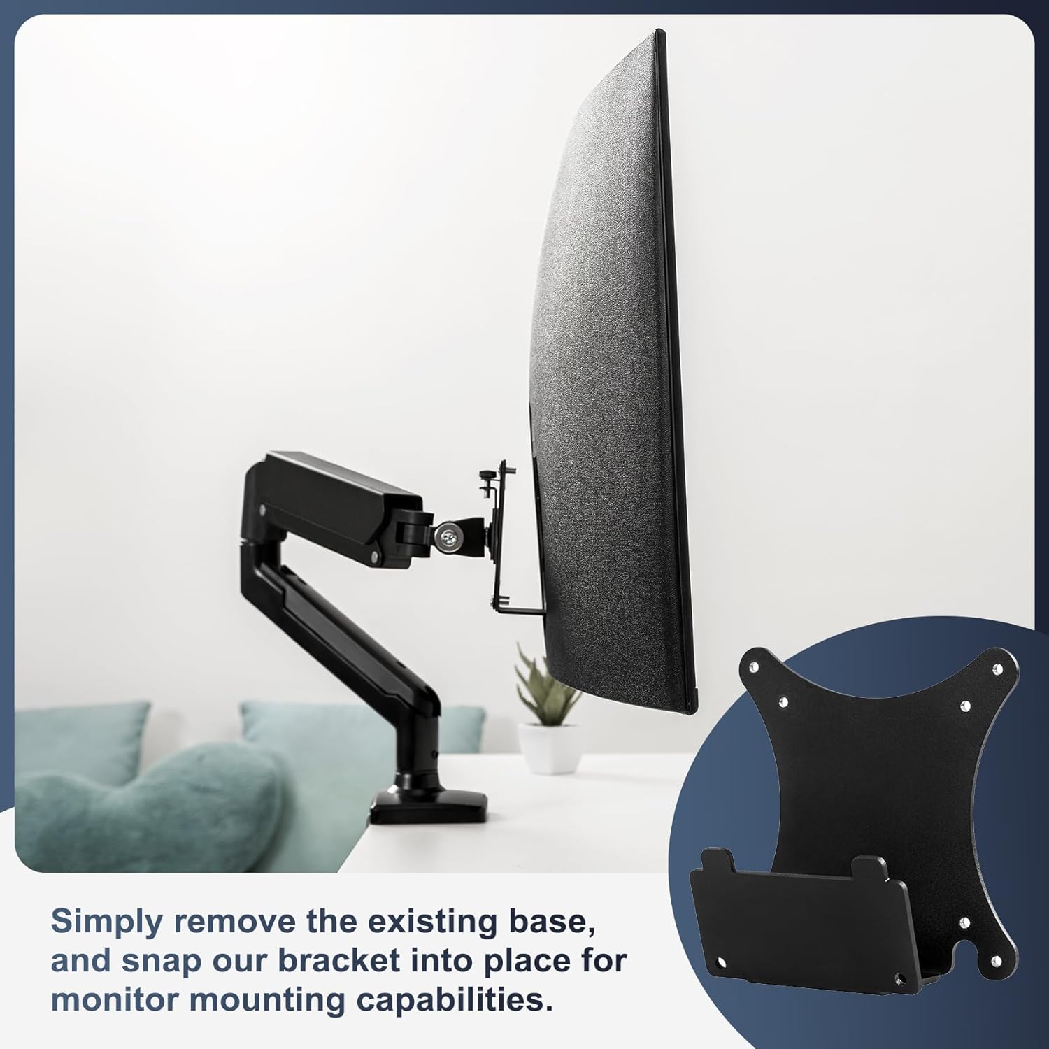 VESA Mount Adapte Compatible with Samsung Curved Monitors U32R590, U32R590C, U32R592, and U32R591 VESA Adapter Bracket for VESA Stand, Arm or Desk Mount with 75x75, 100x100 mm Black