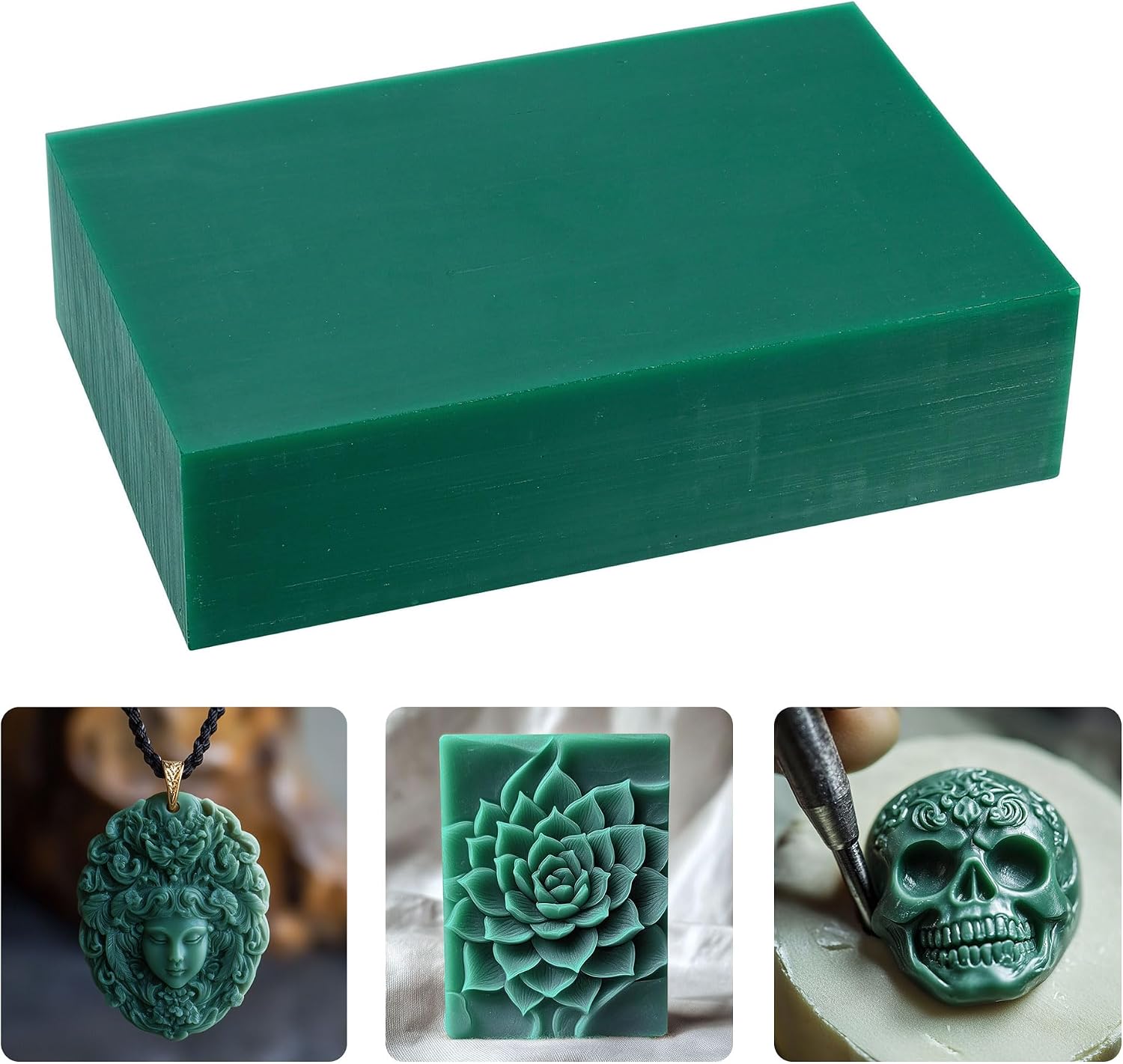 Yoption Carving Wax Block, Casting Wax for Making DIY Jewelry Casting Mold and Craft Making, 1LB, Green