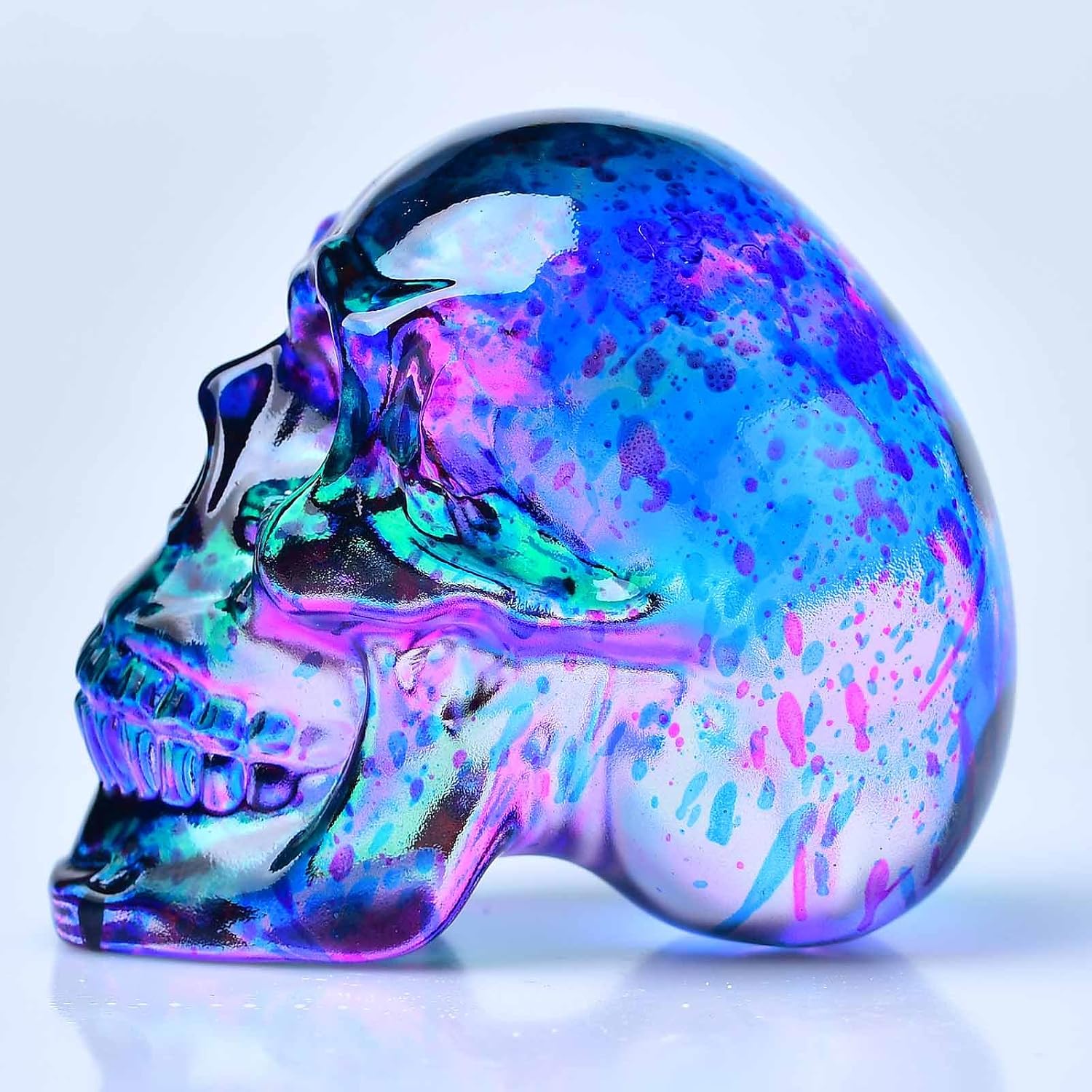 Crystal Skull Head Statue K9 Glass Skull Figurine Collectible Home Decor image 3