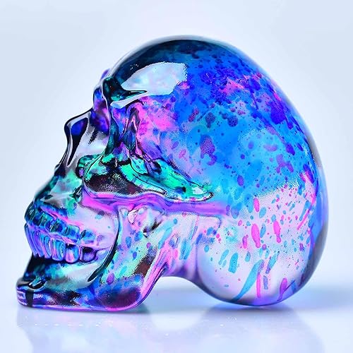 Miniatura 3 de Estatuas de cabeza de calavera de cristal, figuras de calavera K9, piedras preciosas de calavera de cristal, decoración de Halloween, regalos para