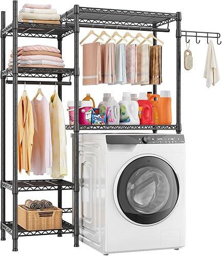 Ulif U7 - Almacenamiento para lavadora y secadora, ahorro de espacio de lavandería independiente para organización, estante de secado de ropa y