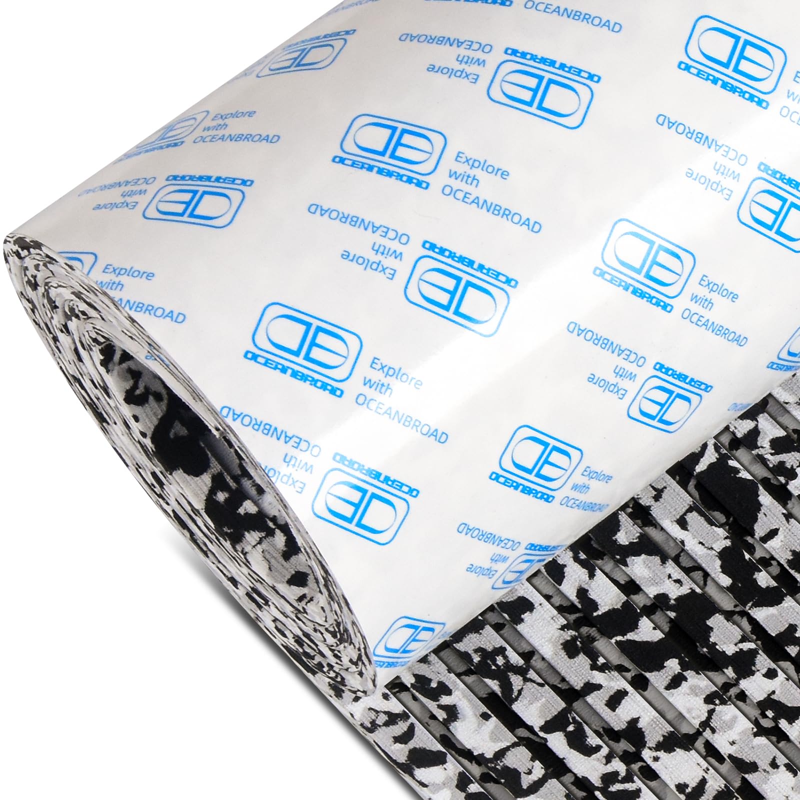 OCEANBROAD Camouflage Boat Flooring 96''x16''/23.5''/38''/47'' Strip Cut Grooves Self-Adhesive EVA Foam Sheet Non-Slip Traction Pad for Boats Decking