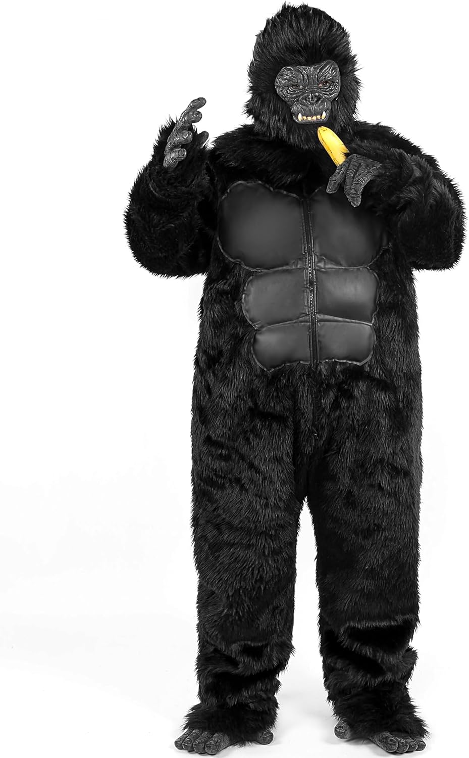 Gorilla Costume Adult Men Unisex Deluxe Onesie Suit Black Furry Gorilla Animal Jumpsuit for Halloween Carnival Cosplay Party - Image 2