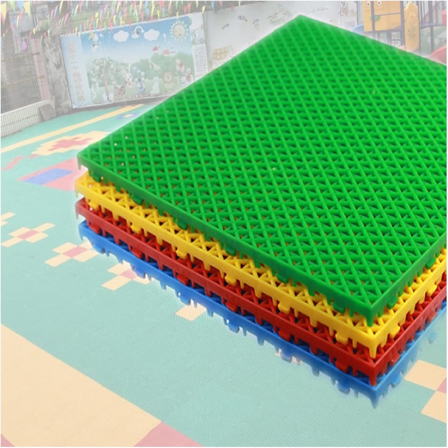 VXHCS Losetas de PP Jardin Antideslizante Suelo Terraza Exterior con Orificio de Drenaje Protector Suelo Piscina, para Terraza Balcón Parque Infantil JSSSM (Color : Green, Size : 16pcs)