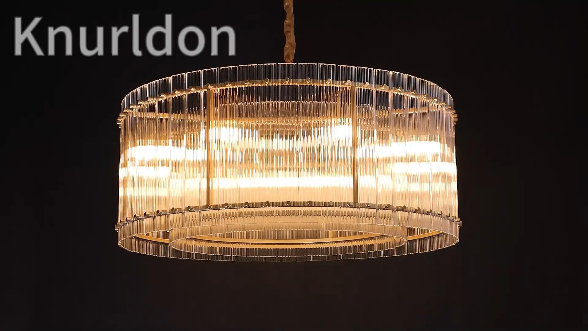 Image of 37 inch Modern Gold Round Chandelier,2-Tier 8-Light Water Ripple Crystal Glass Chandeliers,for Dining Room,Living Room,Bedroom,High Ceiling,Foyer Entryway,Luxury Chandelier