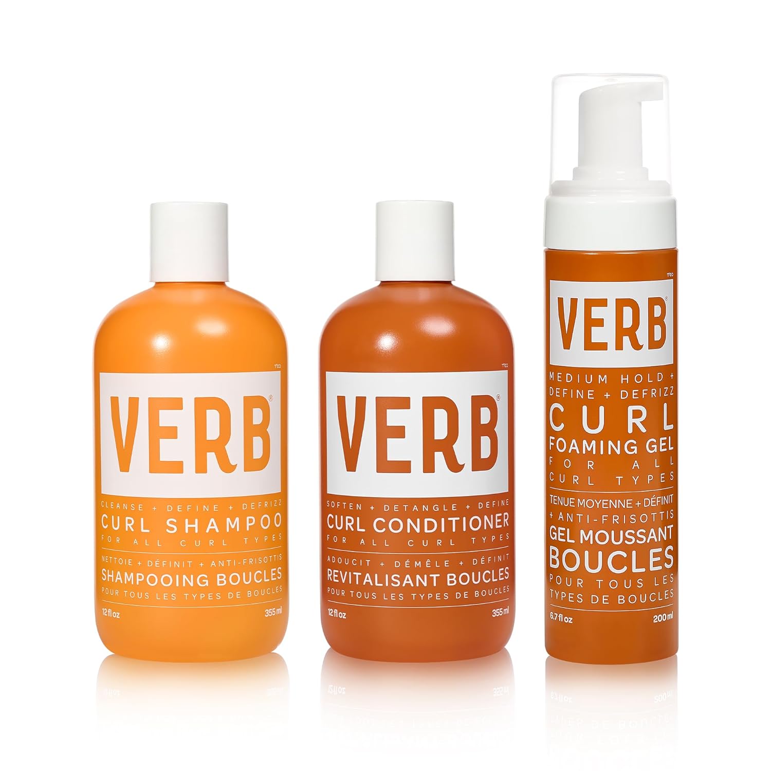 VERB Curl Foaming Gel  Frizz Control Foaming Gel - For Waves, Curls and Coils - Defines + Enhances for Medium Hold  Vegan, No Parabens or Harmful Sulfates