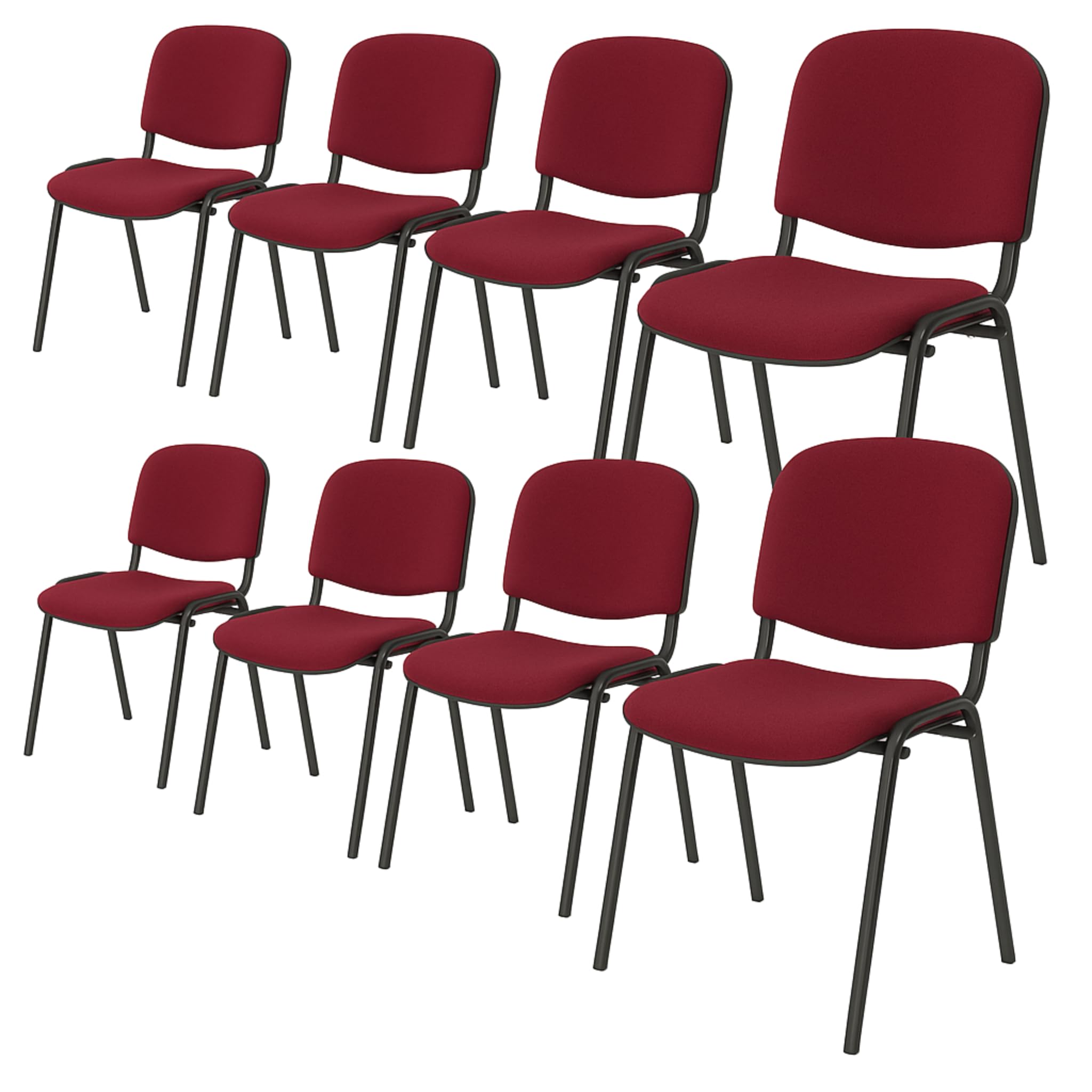 Topsit Besucherstühle 8er Set, stapelbare Konferenzstühle ohne Armlehnen, Stapelstühle mit Metallgestell, für Büro, Konferenz, Reception (Bordeaux)