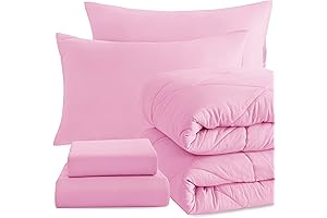 NTBAY Twin Comforter Set with Sheets: Sweet Dreams Adorned in Pink