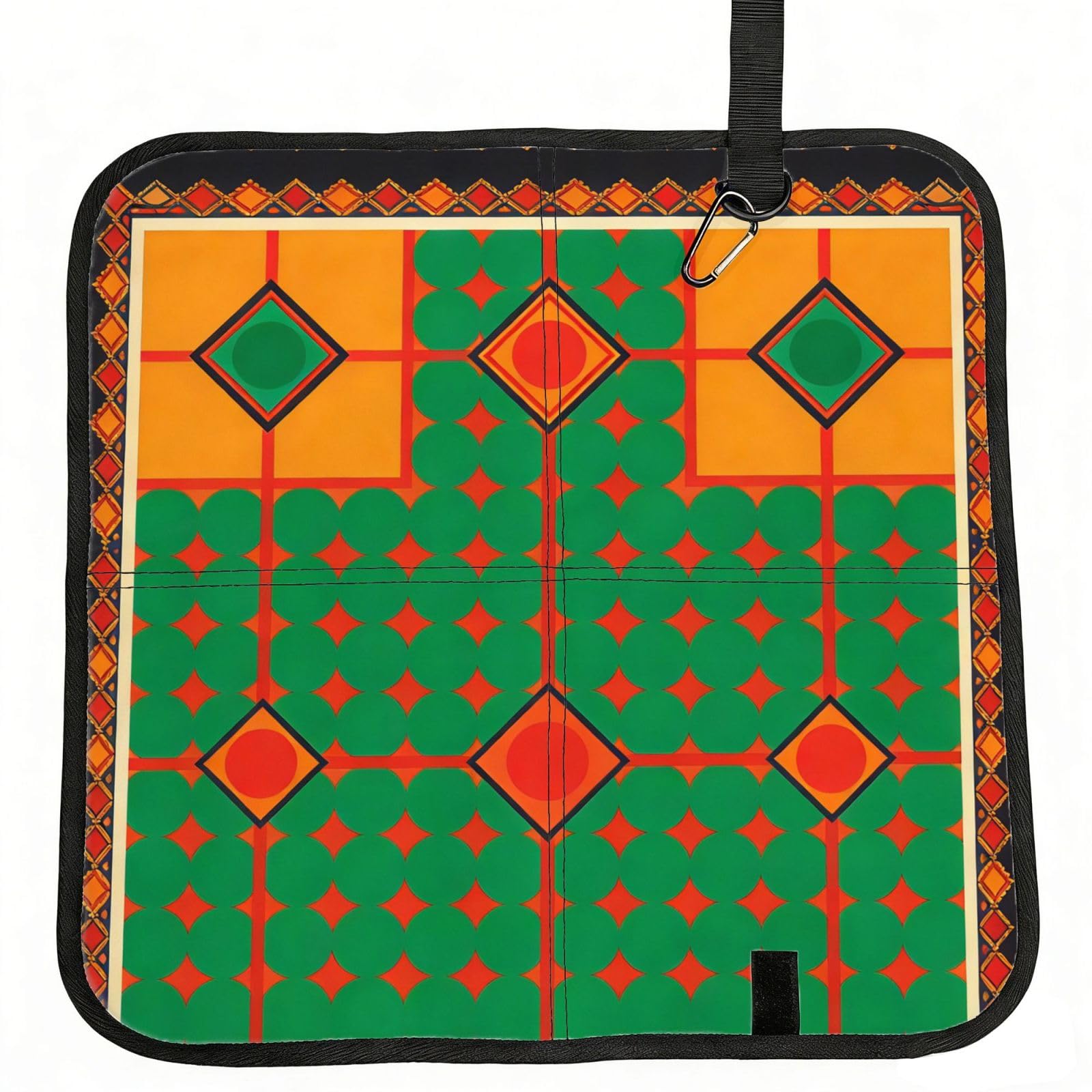 DUYIOKH Green & Orange Geometric Print Print Foldable Portable Seat Cushion for World Cup Games, Camping and Outdoor Activities