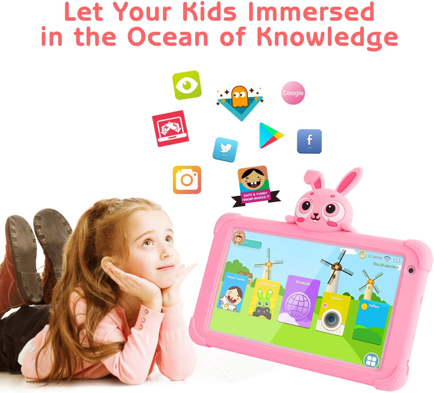 Gеt Sресіаl Prісе Kids Tablet, 7 inch Wi-Fi Toddler Tablet for Kids, 16GB Storage 1024x600 IPS HD Display, Android 9.0 Child Edition Tablets for 2-5, Parental Controls & Learning APP Preinstalled, Kid-Proof Case, Pink
