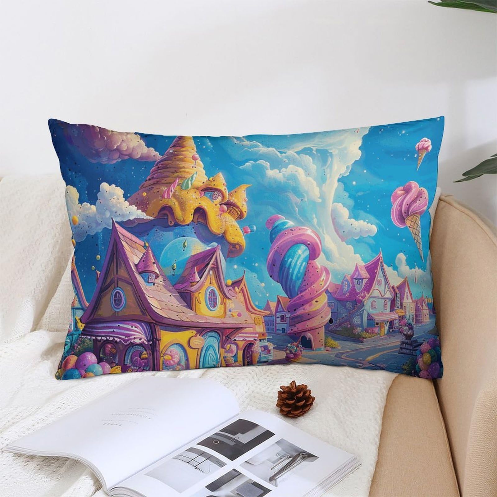 NTVOWPZO Decoration Throw Pillow Covers 12 "x20 Pillowcases Covers Ice Cream and Candy Soft Pillowcases Modern Farmhouse Home Decor Sofa Cushions Covers for Couch Bed Living Room