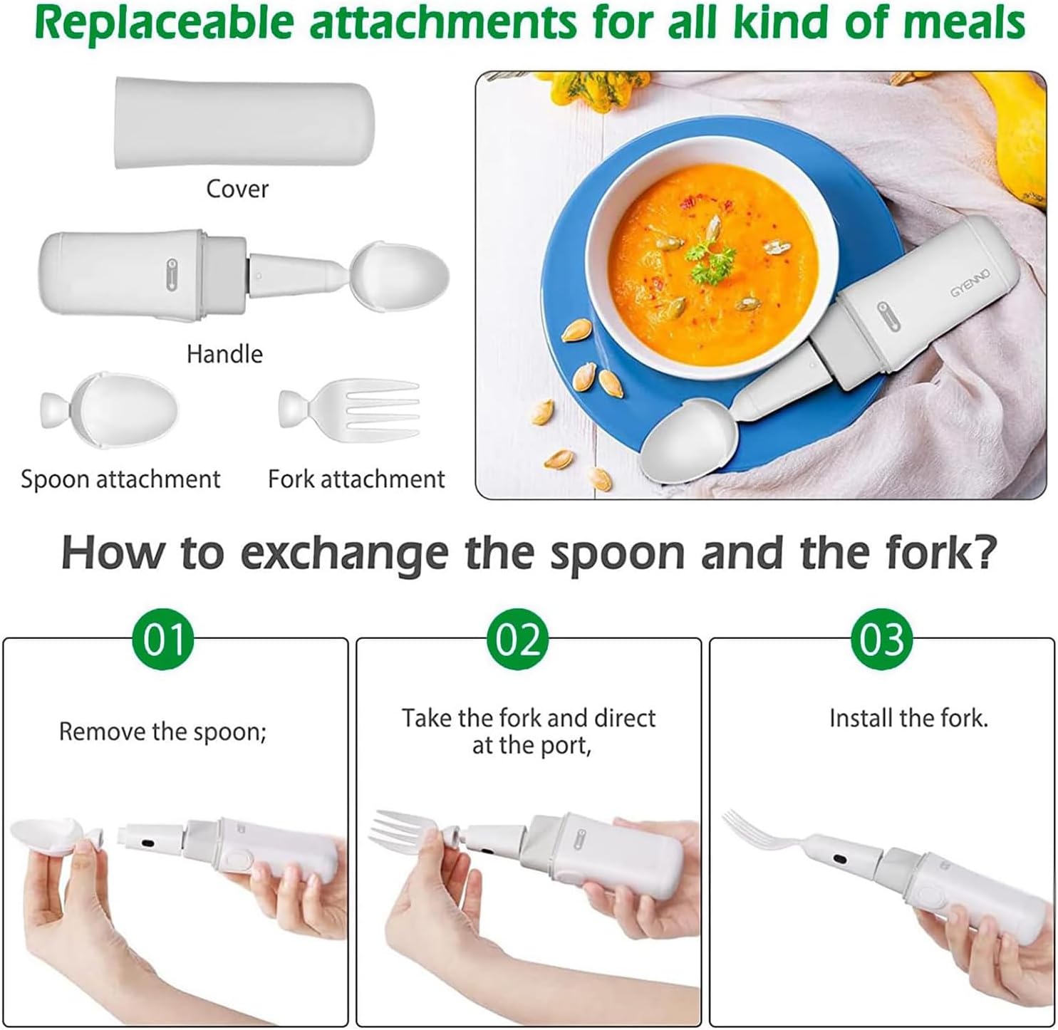 Parkinson Spoon for Hand Tremor,Parkinson Utensils for Easy Eating, Parkinson's Aids for Living with Active Stabilizing Technology and Visualization Tremor Record