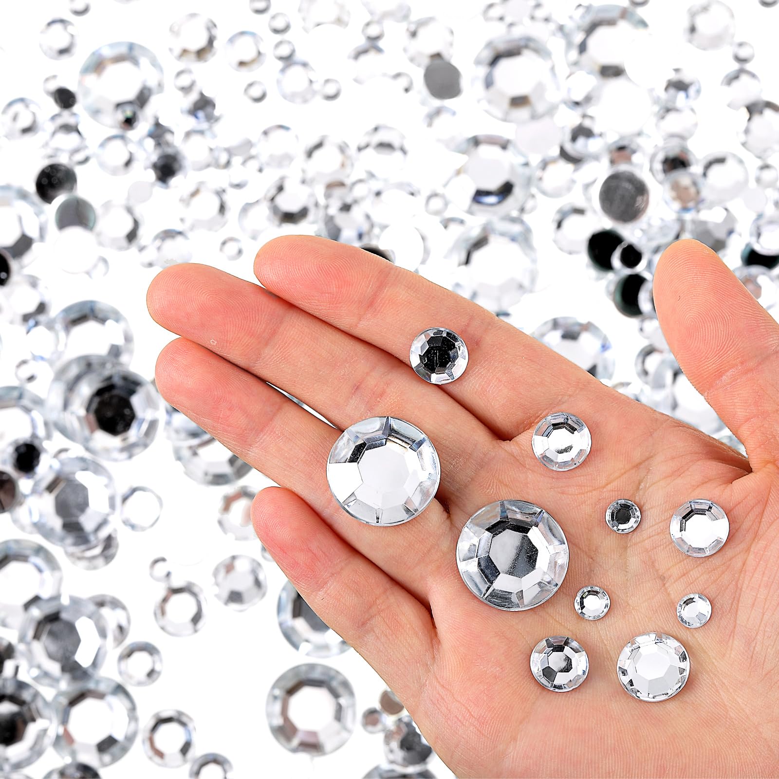Acryl-Strasssteine Mit Flacher Rückseite – 516 Stück In 4 Größen (6-18 Mm) Für DIY, Schmuck & Deko (Silber)
