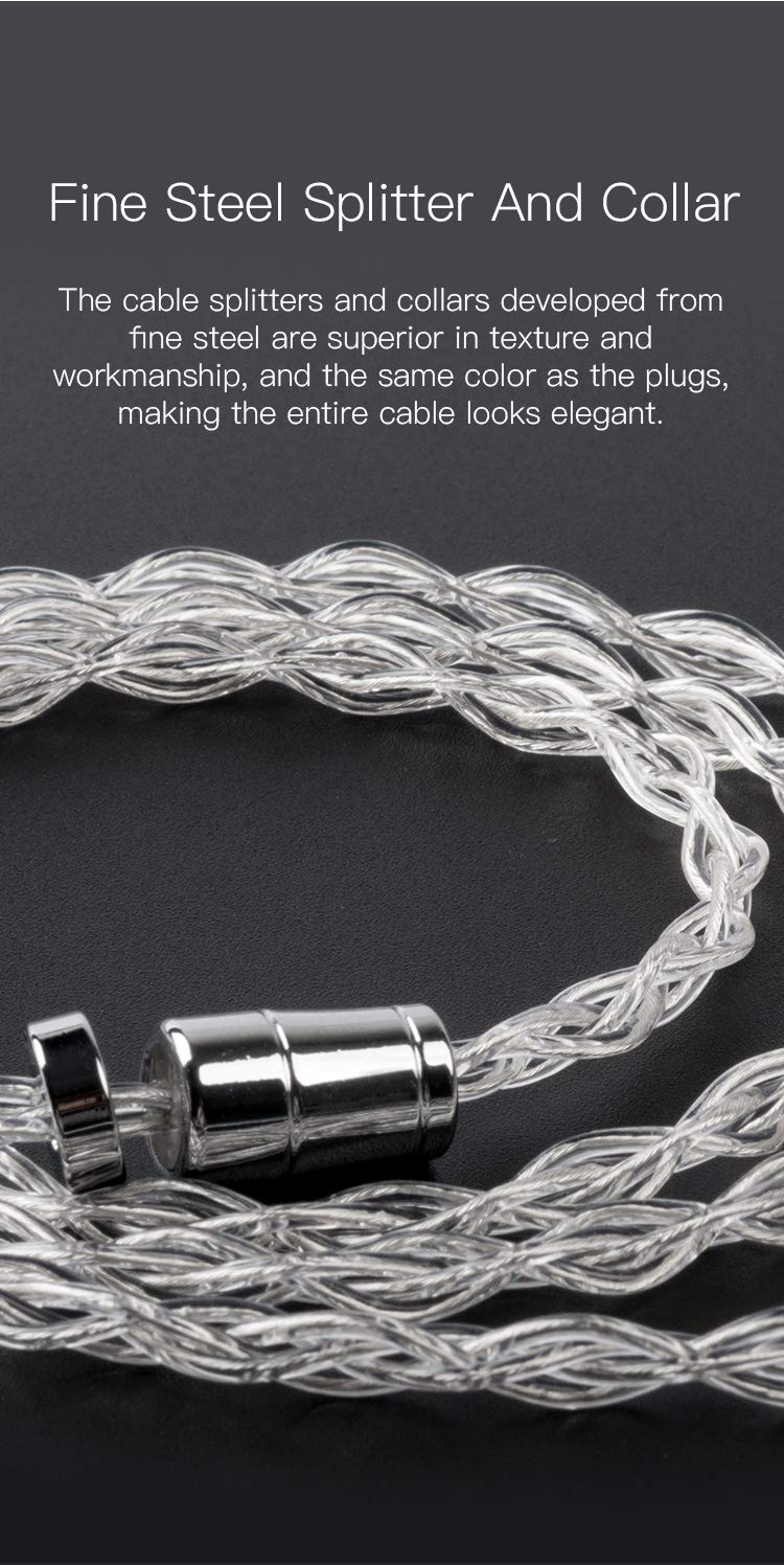 keephifi Upgrade Earphone Cable-KBEAR Limpid 4N 4 Core High Purity Silver Headphone Cable HiFi in Ear Monitor Detachable Cable, for EDX EDXPRO AST DQ6 EDS EDC 2SE (QDC, 4.4MM)