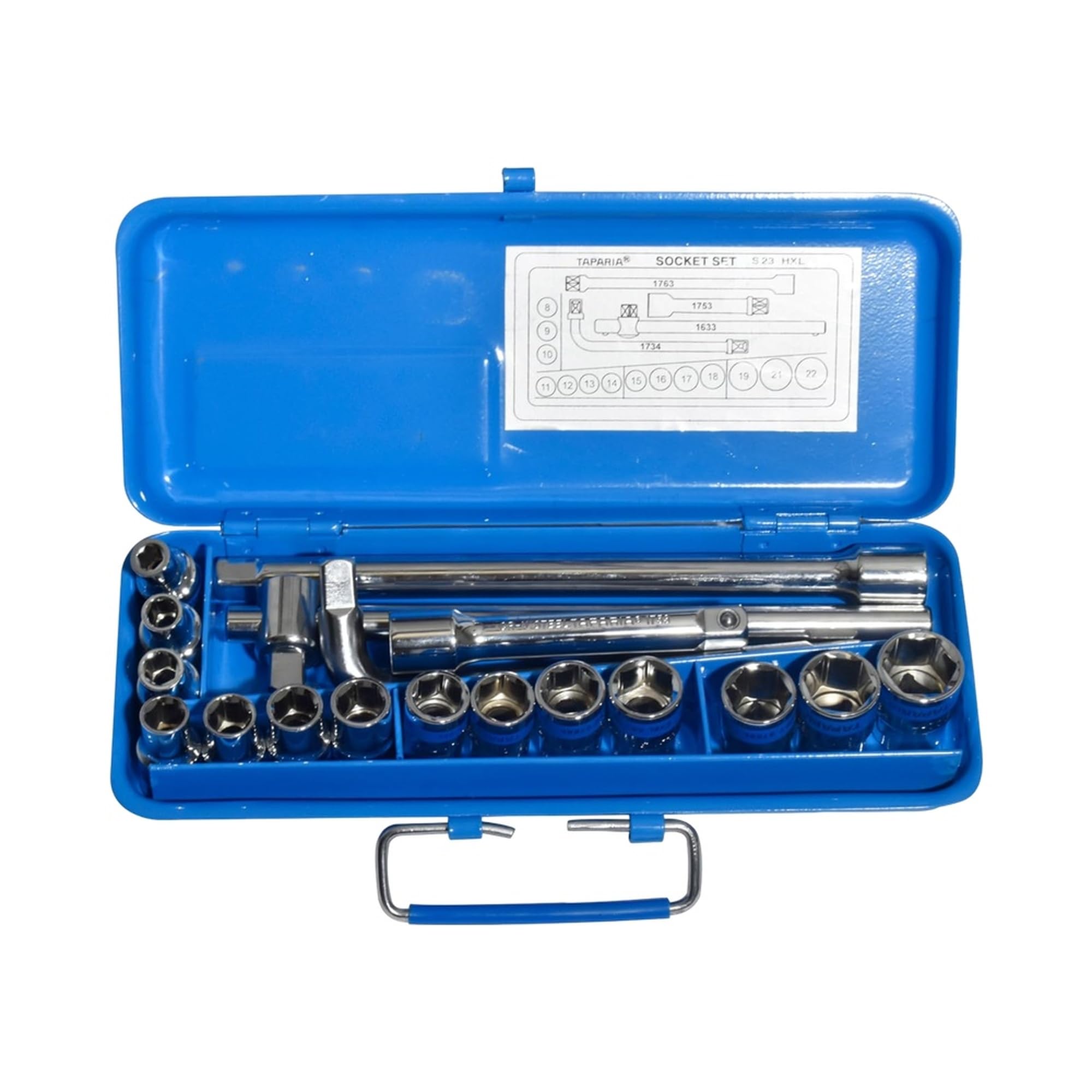 TAPARIA S23 HXL 1/2 Inch Square Drive 18 Pc Socket Set, 14-Piece Hexoganal Sockets plus 4 Accessories| Multipurpose Mechanic Tool Kit | Chrome Plated-image-29