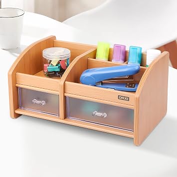 Daxi Dx-404 Bamboo Patterned Wooden Pencil Holder, Desktop Organizer