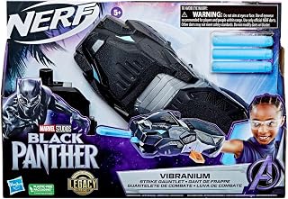 Marvel Black Panther Vibranium Strike Nerf Gauntlet with 3 Nerf Darts, Role Play Super Hero Toys for Kids Ages 5 and Up