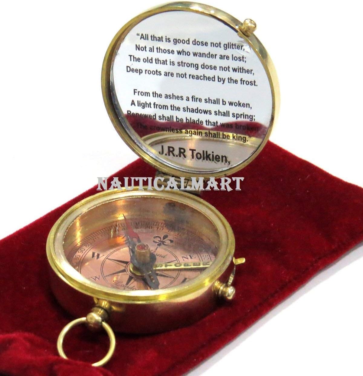 Engraved Brass Pocket Compass Directional Magnetic Nautcal Compass